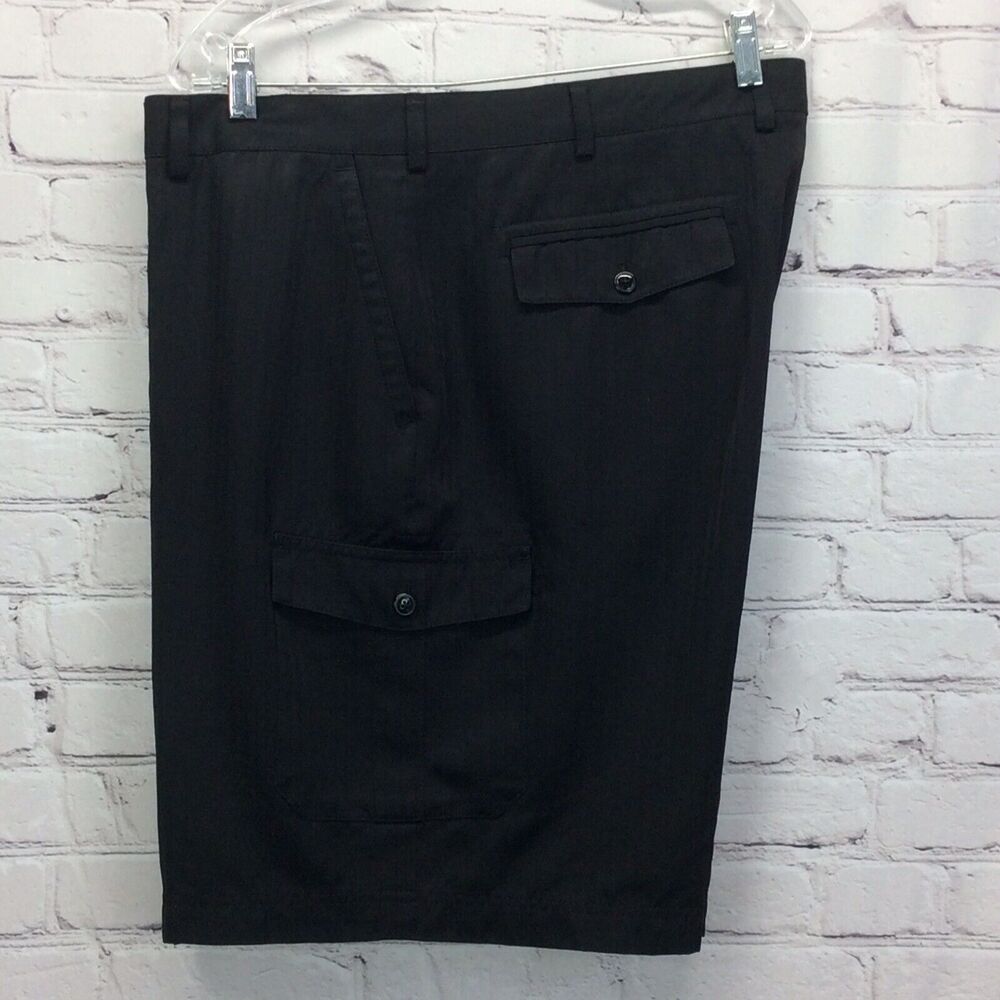 Island Republic Cargo Shorts Men's Size 42 Black Athleisure Multi-Pocket Travel